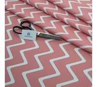 Haaris Imaan Arabesque Collection Printed Water Resistant Upholstery Fabric Half Metre, Chevron Pink