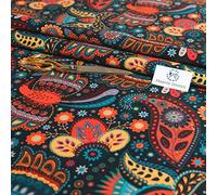 Haaris Imaan Ethnic Printed Velvet Upholstery Fabric | Fire Retardant Material | Premium Quality | Durable and Stylish Choice for Interiors | Sold by The Metre (Chennai)