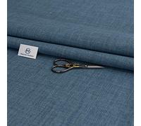 Haaris Imaan Linen-Look Upholstery Fabric | Fire Retardant Linen Fabric by The Metre | Durable, Soft & Breathable Sewing and Upholstery Material (Denim)