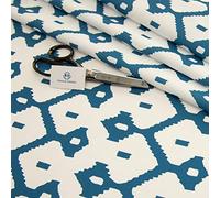 Haaris Imaan Moroccan Collection Printed Water Resistant Upholstery Fabric | Durable Fabric for Outdoor Furniture | Cushion Covers, Bench, Parasol | 1 Metre, Diamond Blue