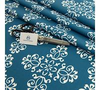 Haaris Imaan Moroccan Collection Printed Water Resistant Upholstery Fabric | Durable Fabric for Outdoor Furniture | Cushion Covers, Bench, Parasol | A4 Sample, Marrakech Blue