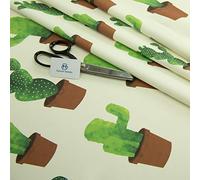 Haaris Imaan Tropical Collection Printed Water Resistant Upholstery Fabric | Durable Fabric for Outdoor Furniture | Cushion Covers, Bench, Parasol, Table Cloth | A4 Sample, Cacti