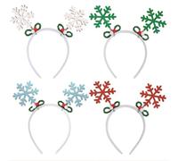 Haarreif Schneeflocke 4pcs Haarschmuck für Weihnachten & Silvester | 4-teiliges Set Haarreife mit Schneeflocken-Motiv für Weihnachts- und Silvesterfeiern