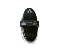 Haas 4025589206304 Cavaliere for women made of horsehair with longer bristle edge and leather hand strap, size 200 x 85 mm, the brush back is black.