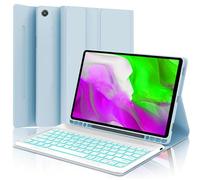 HAASHADA Keyboard case for Samsung Galaxy Tab A11 Plus / A9 Plus 11 inch, Bluetooth Backlit A9+ Keyboard Case with S Pen Holder for A11+ 11", Sky Blue