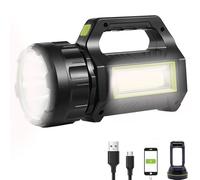 HAASHADA LED Searchlight LED Lantern, Solar Rechargeable Super Bright 10000LM Handheld LEDs Spotlight, Multifunctional Camping Lamp Work Lights, 7 Light Modes, IPX4 Waterproof, for Emergency