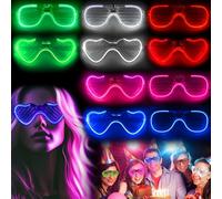 HAASIKI 10 Pcs Neon Glasses - LED Glasses Party Supplies Party Glasses 5 Colour Light up Glasses for Birthday Christmas Concert Light Up Toys Glow in the Dark Neon Party Decorations for Adults