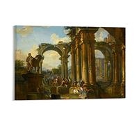 HAATTI Rome Architectural Capriccio with Figures By Giovanni Paolo Panini Poster Art Canvas Painting Decor Wall Print Photo Gifts Home Modern Decoratives 16x24inch(40x60cm)