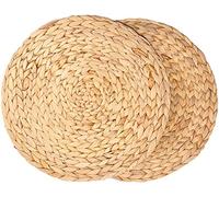 HaavPoois Natural Water Hyacinth Weave Placemats Tablemats, 2PCS 2021 New Round Braided Rattan Tablemats Quality Weave Straw Table Mats Handmade Table Insulation Mat for Home Restaurant Table