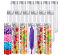 Haawooky 18 Pack 115ml Clear Plastic Test Tubes with Screw Caps Flat-Bottomed Bath Salt Containers,Candy Containers for Wedding Party Christmas Décor