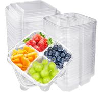 Haawooky 50 Pcs Bento Snack Food Containers,4 Compartment Lunchable Container with Lids,Divided Food Storage Containers For Travel Work School