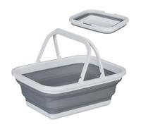 HAAYATT Collapsible Washing Up Bowl with Handles - Foldable Silicone Storage Basket, Portable Tub for Kitchen, Bathroom, Outdoor, Picnic - Space-Saving Container