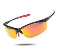 HAAYOT Polarized Sports Sunglasses Men Women Super Light Running Glasses TR90 Frame Cycling Goggles MTB Glasses Driving Fishing Golf, Glossy Black & Orange