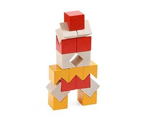 HABA 304409-3D Tile Game Rubius, 16 Wooden Building Blocks in 3 Colours for Creative Laying and Building in All Directions, Toy from 3 Years