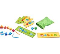 HABA 304653 Threading Game Caterpillar | Early Learning Activity with 4 Double-Sided Task Cards & 10 Wooden Pieces | Fine Motor Skill Development for Toddlers | Made in Germany | Ages 18 Months and Up