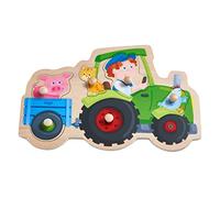 HABA 305550 Gripping Puzzle Funny Tractor Ride Grabbing Puzzle from 1 Year Colourful