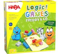 HABA 306815 Logic! Games-Fredy & Co - Wooden Educational Game for Solo Play, Ages 5+, Engaging 60 Challenge Puzzles with Varying Difficulty Levels