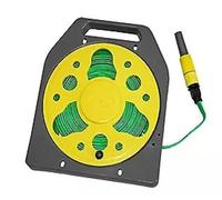HABA 50ft Roll Flat Garden Hose Easy Wind Wheel Has Built In Handle With Sprayer