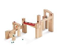 HABA Ball Track Large Basic Pack Construction Set | 42 Beechwood Pieces With Marbles & Bell | Creative Building Track Run For Kids | Wooden Construction Toy For Boys & Girls | Made In Germany For 4+