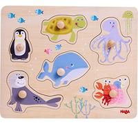 HABA Clutching Puzzle Sea Creatures | Wooden Chunky Puzzle for Ages 12 Months+ | Easy-Grip Ocean Animal Pieces for Toddlers | Early Learning Shape & Motor Skills Toy | Made in Germany