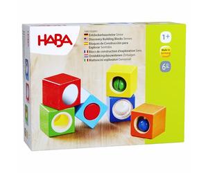 HABA Discovery Building Blocks Senses Set for Toddlers | Sensory Wooden Blocks for Early Learning | Multi-Feature Shapes for Exploration | Creative Building Toys Supporting Coordination and Play