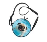 Haba Dog Pool Round Crossbody Bag Canvas Messenger Purse