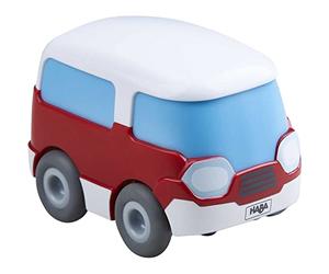 HABA Kullerbu Red Bus Play Vehicle for Toddlers | Sturdy Push Bus for Early Motor Skills | Track Compatible Vehicle for Kids | Durable Toddler Toy for Imaginative Play Development from Age 2
