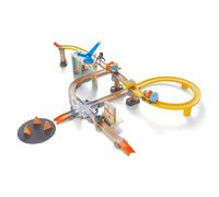 HABA Kullerbü Play Track Large Construction Site - Colourful Wooden Marble Run with Vehicles - Expandable Click System with 51 Pieces - Wooden Train Alternative for Children from 2 Years - 1307199001