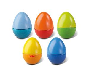 HABA Musical Eggs | Set of 5 Sound Eggs for Toddlers Ages 2+ | Early Music & Sensory Development Toy | Unique Sounds for Rhythm & Listening Skills | Made in Germany