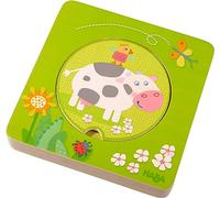 HABA On The Farm 5 Piece Wooden Puzzle with Layered Disks for Ages 12 Months and Up