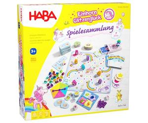 HABA Unicorn Glitter Happy Game Collection - 9 in 1 Games Set: Dice, Board & Card Games for Children from 3 Years - Simply Explained & Magically Illustrated - 2010879001