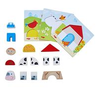 HABA 306488 Wooden Arranging Game On the Farm- with 3 boards and 14 pieces, for 18 Months and Above (Made in Germany)