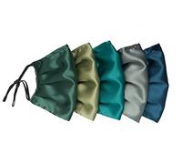 Habac Studio Pack of 5 Satin Silk Face Masks Reusable Cover Bandana Balaclavas Face Masks Washable UK Black Face Mask with Nose Wire Pleated Face Mask for Women Men Adjustable.