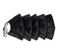 Habac Studio Pack of 5 Satin Silk Face Masks Reusable Cover Bandana Balaclavas Face Masks Washable UK Black Face Mask with Nose Wire Pleated Face Mask for Women Men Adjustable.