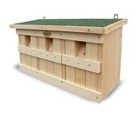 HABAU Nesting Box and Sparrow House with 3 Breeding Chambers, Solid Wood, 45.5 x 17 x 23 cm