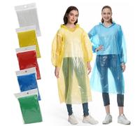 Habaylin Rain Poncho, 5 Pack Poncho Waterproof Adults, Clear Disposable Plastic Emergency Raincoats with Hood and Sleeves for Women & Men for Festivals, Camping, Theme Parks