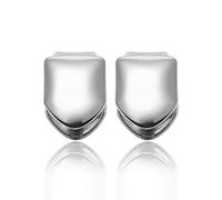 Habbiful 2 PCS Grills for Your Teeth, Grillz Teeth Men Hip Hop 18K Gold Tooth Cap Fake Grillz Mouth Teeth 90s Accessories for Women (Silver)