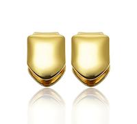 Habbiful 2 PCS Grills for Your Teeth, Grillz Teeth Men Hip Hop 18K Gold Tooth Cap Fake Grillz Mouth Teeth 90s Accessories for Women