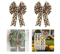 Habbiful 2 PCS Leopard Print Bows for Wreath, Cheetah Safari Wreath Bow for Front Door Animal Pattern Bows for Thanksgiving Christmas Party Home Indoor Outdoor Wall Decoration
