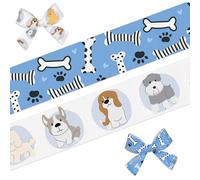 Habbiful 2 Rolls 10 Yards Dog Ribbon Paw Print Ribbons for Gift Wrapping Crafts Wreath Bows 4/5'' White Blue Buffalo Plaid Grosgrain Ribbon for Animal Themed Party Home Christmas Holiday Decoration