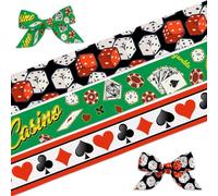 Habbiful 3 Rolls 15 Yards Playing Card Ribbon Card Suits Ribbons for Wrapping Crafts Bows Heart Spade Club Diamond Grosgrain Ribbon for Casino Nights Poker Tournaments Magic Shows Party Home Decor