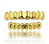 Habbiful 8 PCS Grills for Your Teeth, Grillz Teeth Men Hip Hop Gold Tooth Cap Fake Grillz Mouth Teeth 90s Accessories for Women