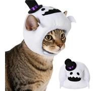 Habbiful Cat Halloween Costumes Halloween Ghost Hat for Dogs Cats Adjustable Cute White Ghost Cap with Hat Festival Pet Head Dress Up Accessories for Halloween Puppy Kitten Cosplay Costume Gifts