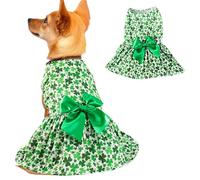 Habbiful Dog St Patricks Day Outfit, Puppy Dog St.Patrick's Day Clothes Shamrock Dog Skirt Green Dog Dress Spring Summer Pet Doggie Apparel for Dogs Cats Gifts, L