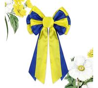 Habbiful Large Spring Bow for Wreath,Easter Wreath Bow for Front Door Blue Yellow Satin Bow Ukraine Flag Tree Topper Bow for Ukrainian Home Indoor Outdoor Birthday Party Decoration