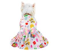 Habbiful Pet Dog Easter Outfit, Puppy Dog Easter Clothes Egg Bunny Flower Dog Skirt Colorful Dog Dress Spring Summer Pet Doggie Apparel for Dogs Cats Gifts, L