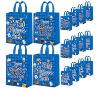 HABDJILTY 16Pcs Father's Day Bags Happy Father's Day Gift Bags Bulk with Handle Large Non-Woven Fathers Day Goodie Candy Bag for the Best Father's Ever Party Supplies Decorations