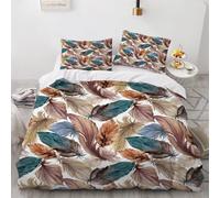 HABEAT 3D Print Feather Double Duvet Cover 200x200cm 3 Pieces Feather Bedding Set Zipper Closure Soft and Warm Comfort Microfiber Quilt Cover with 2 Pillowcase 50×75cm（style 276-5）