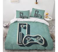 HABEAT 3D Print Gamer Double Duvet Cover 200x200cm 3 Pieces Gamepad Bedding Set Zipper Closure Soft and Warm Comfort Microfiber Quilt Cover with 2 Pillowcase 50×75cm（style 62-6）