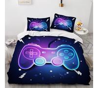 HABEAT 3D Print Gamer Double Duvet Cover 200x200cm 3 Pieces Gamepad Bedding Set Zipper Closure Soft and Warm Comfort Microfiber Quilt Cover with 2 Pillowcase 50×75cm（style 68-6）